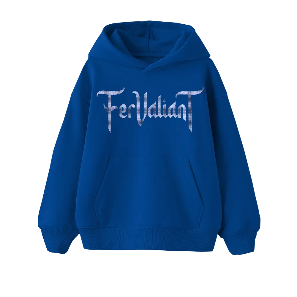 Eye Cloud Rhinestone Oversize Hoodie Mavi