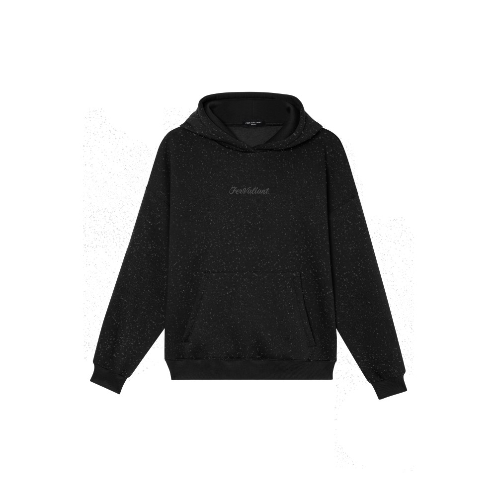 Simli Kapüşonlu Sweatshirt Siyah