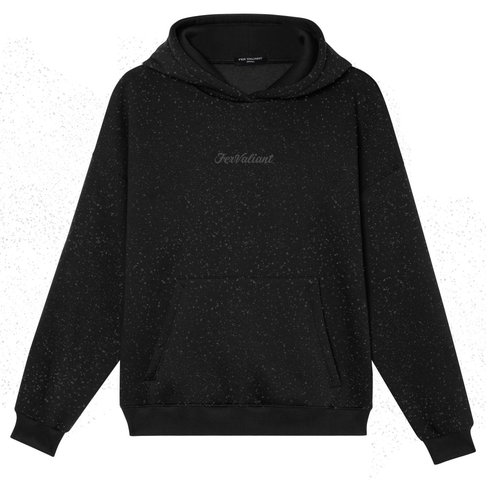 Simli Kapüşonlu Sweatshirt Siyah