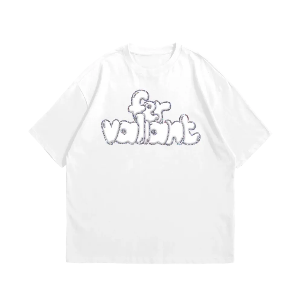 Multi Glitter Puff Oversize Tee Beyaz Multi Glitter Puff Oversize Tee Beyaz
