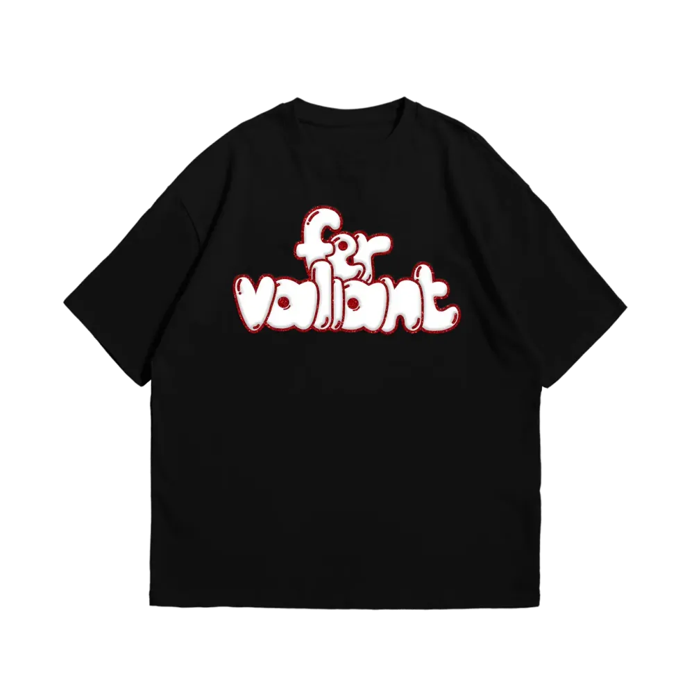 Red Glitter Puff Oversize Tee Siyah Red Glitter Puff Oversize Tee Siyah