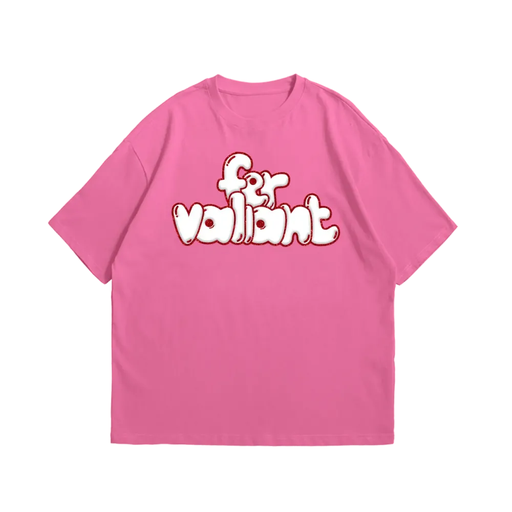 Red Glitter Puff Oversize Tee Pembe Red Glitter Puff Oversize Tee Pembe