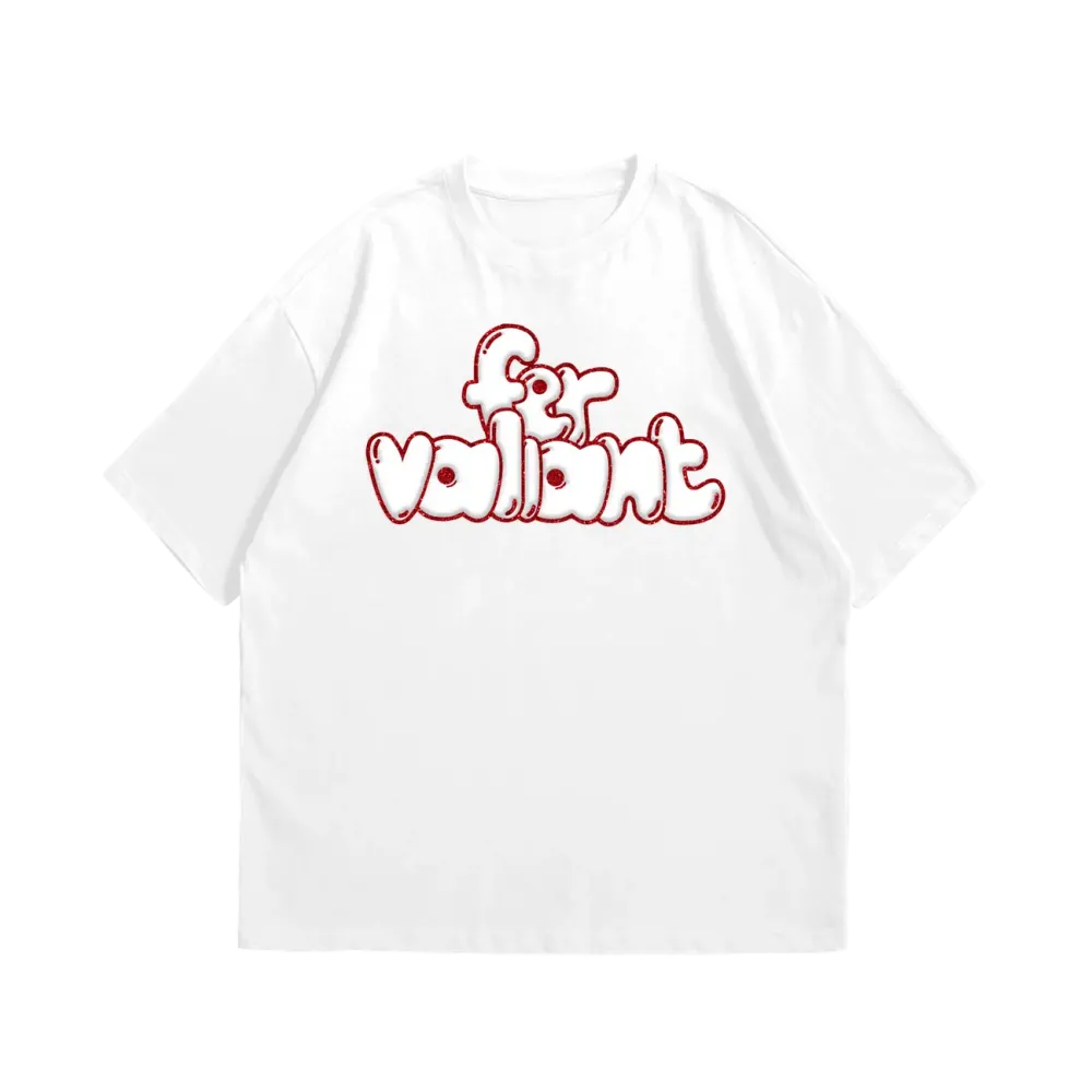 Red Glitter Puff Oversize Tee Beyaz Red Glitter Puff Oversize Tee Beyaz