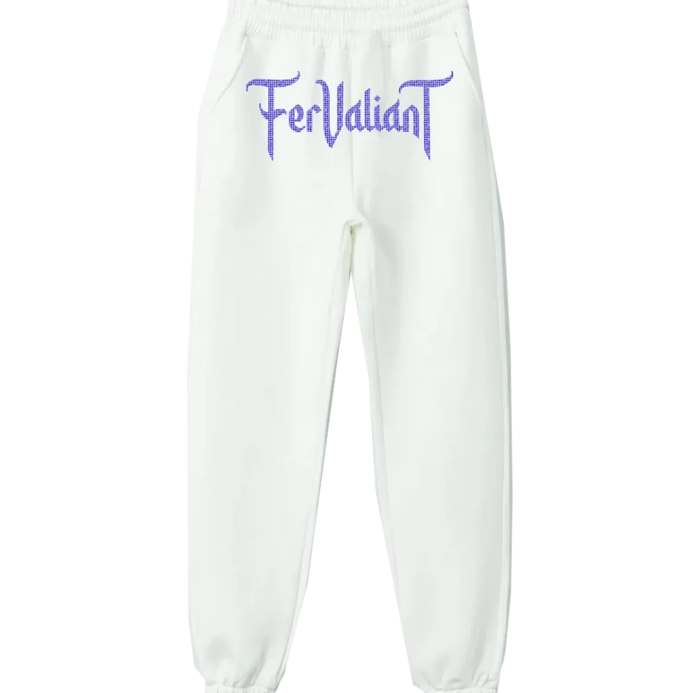 White Aquamarine Rhinestone Sweatpants