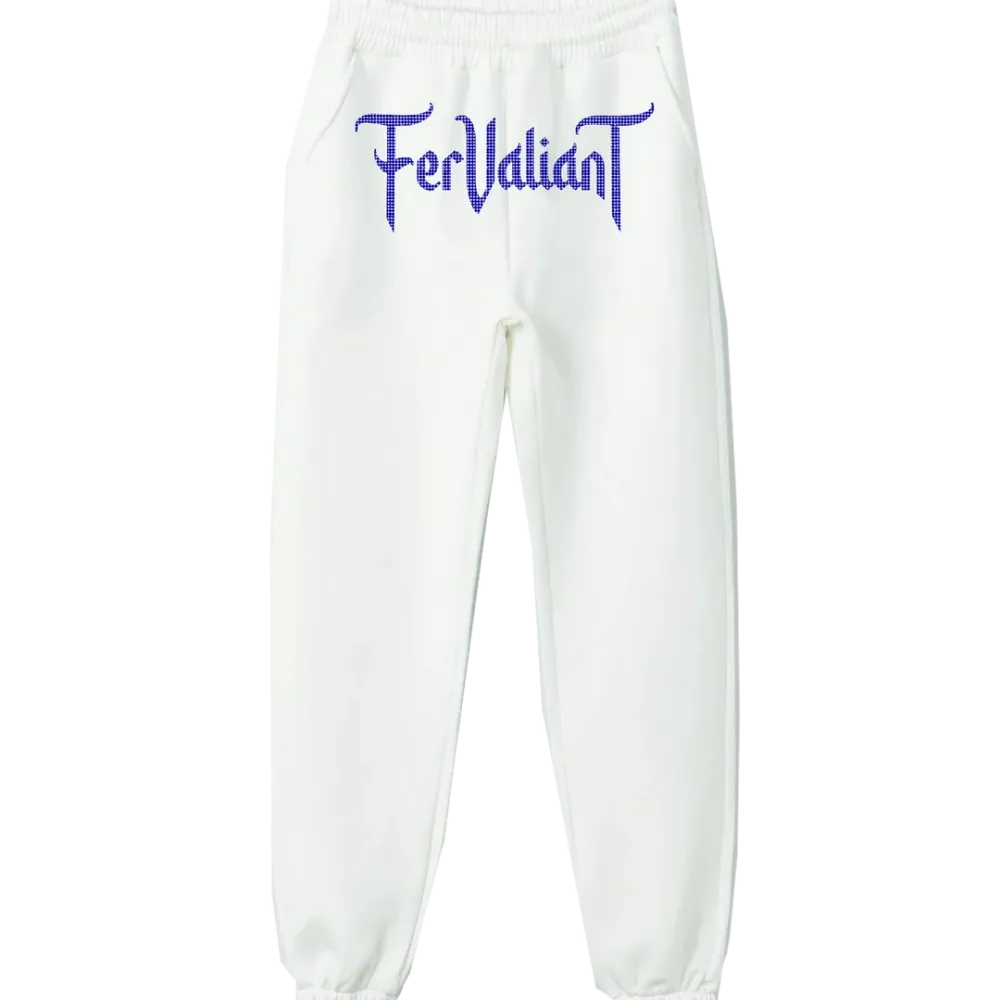 White Navy Rhinestone Sweatpants