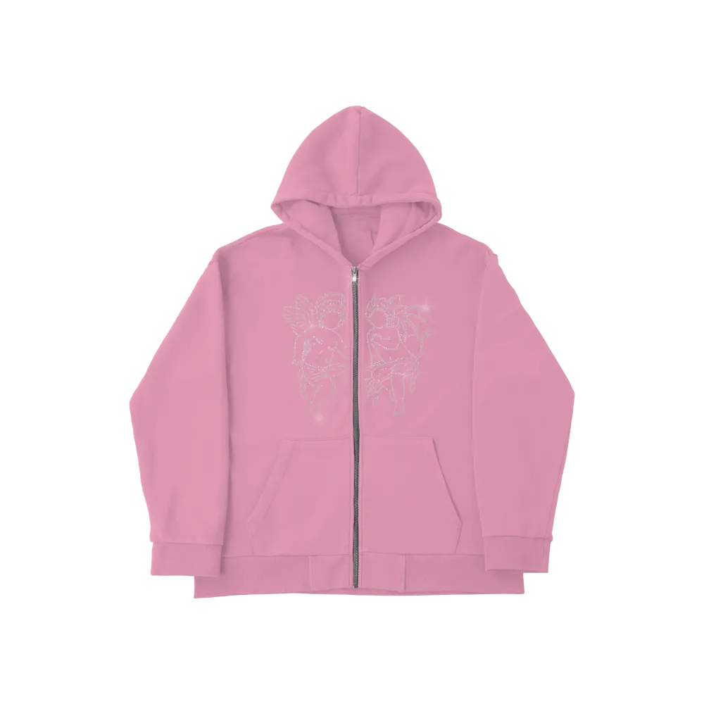 Angel Rhinestone Zip Pembe Angel Rhinestone Zip Pembe