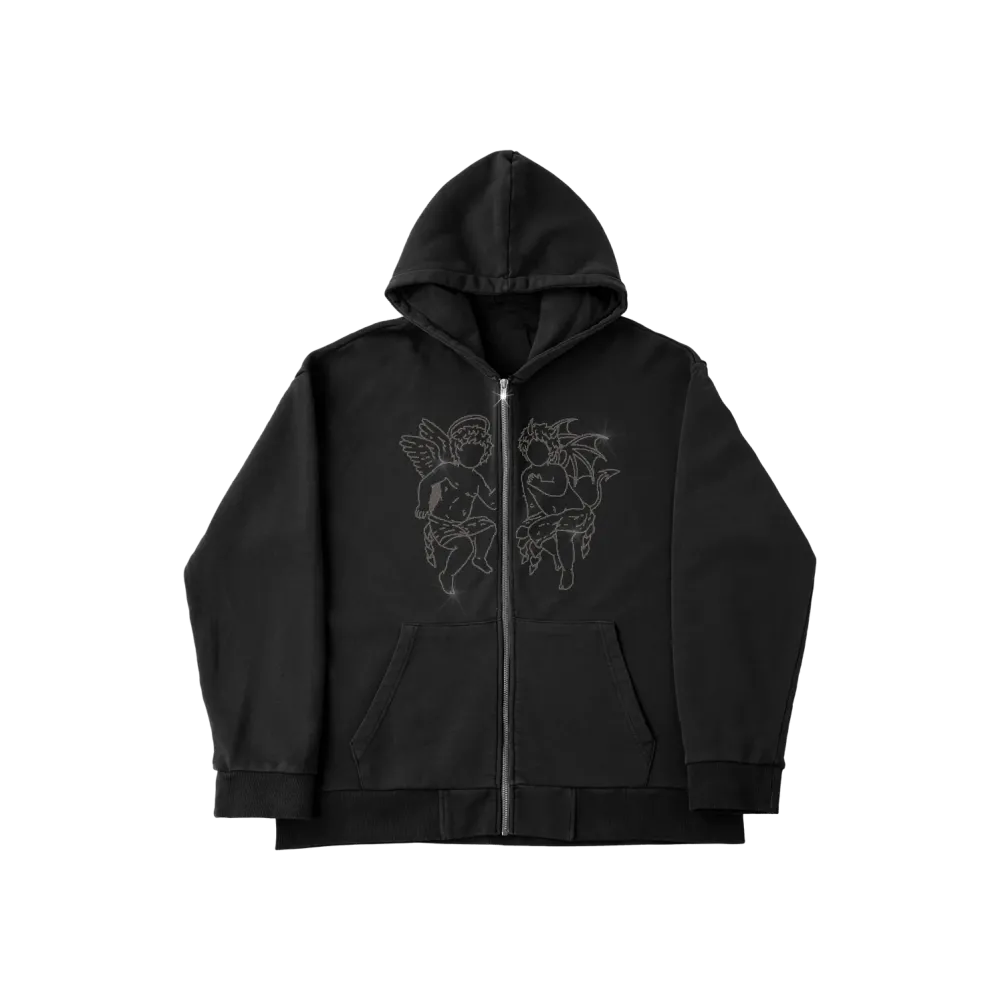 Angel Rhinestone Zip Siyah Angel Rhinestone Zip Siyah