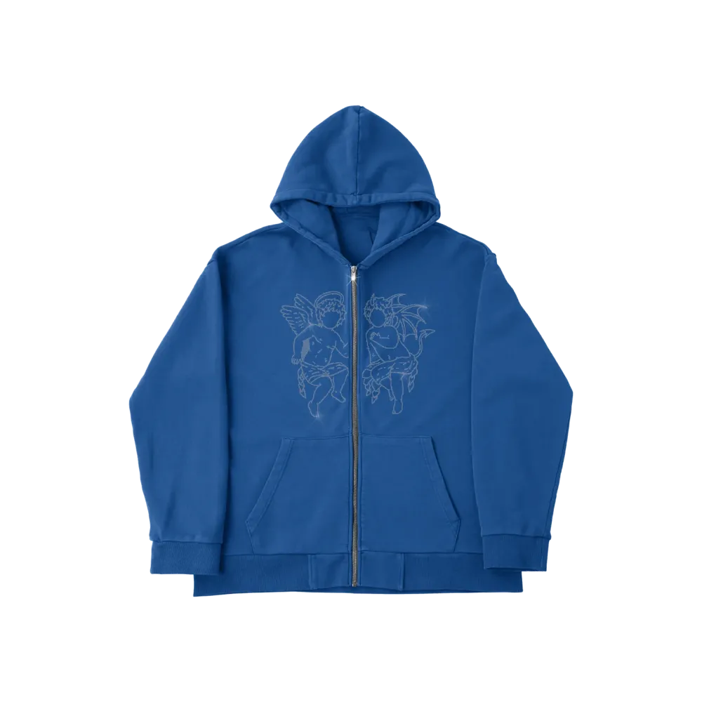 Angel Rhinestone Zip Mavi Angel Rhinestone Zip Mavi