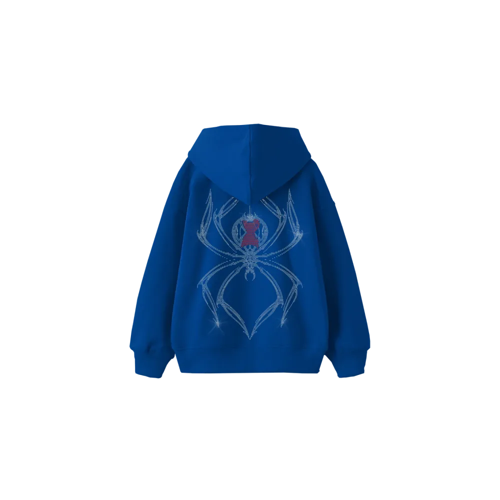 Spider Rhinestone Hoodie Mavi Spider Rhinestone Hoodie Mavi