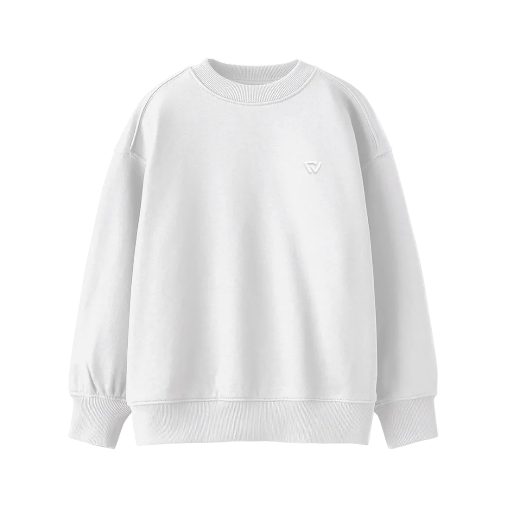 Basic Oversize Bisiklet Yaka Sweatshirt Beyaz
