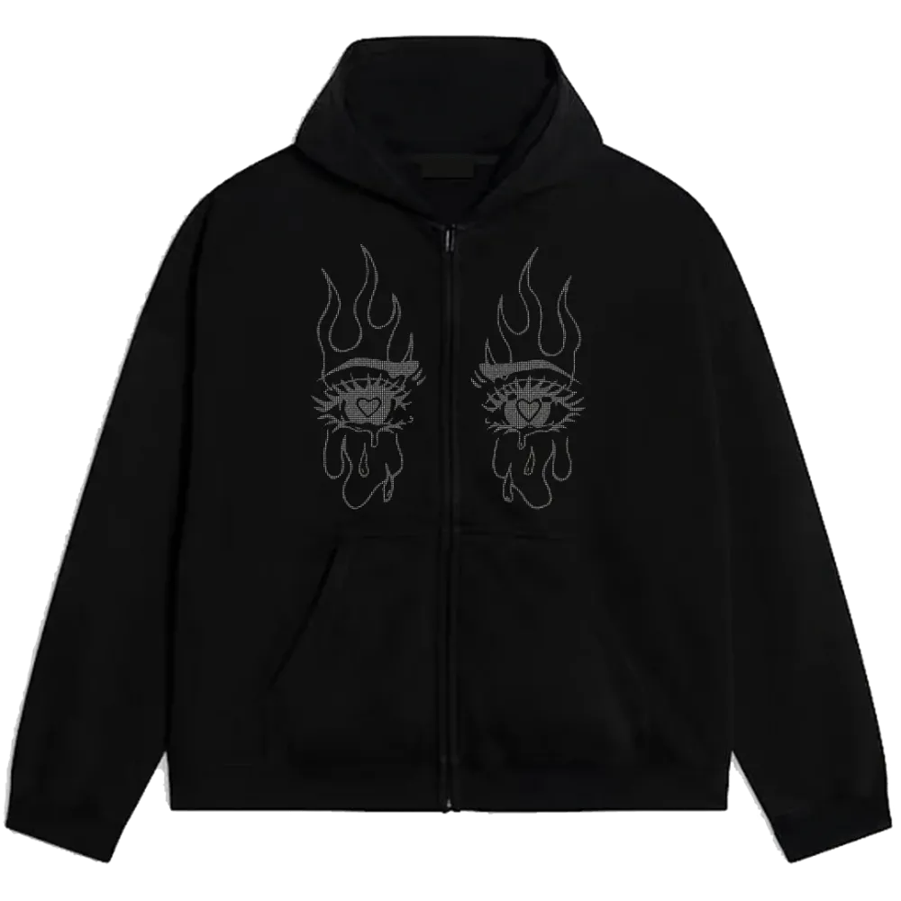 Rhinestone Eye  Zip