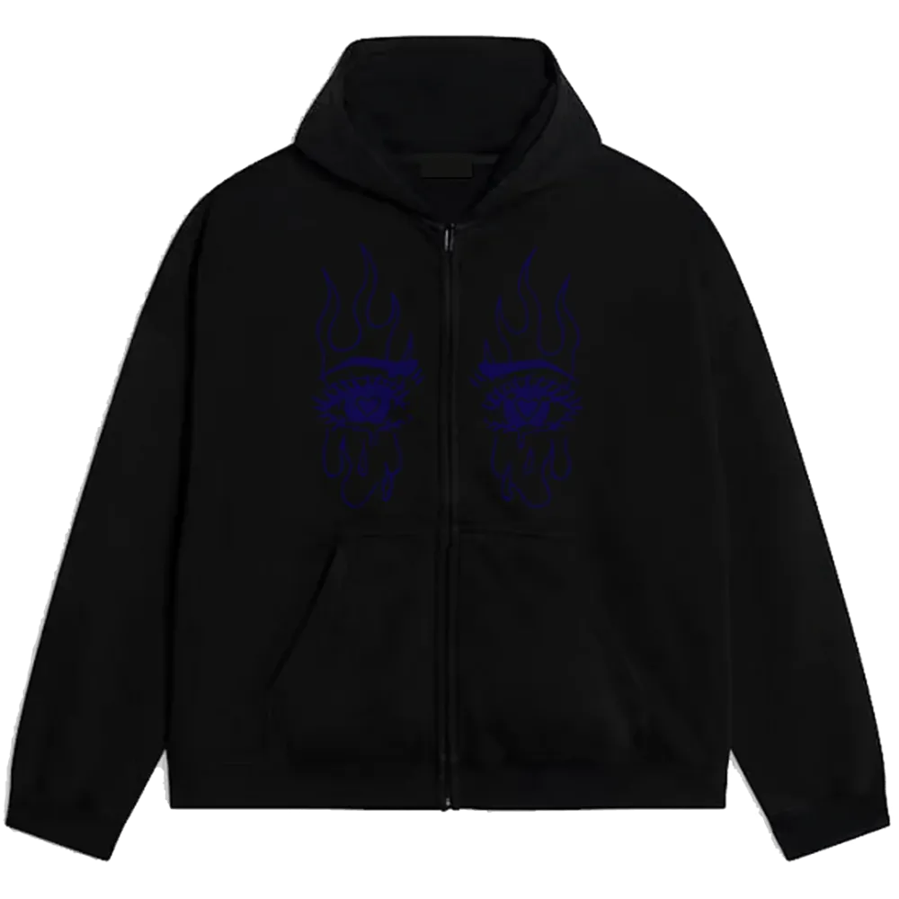 Rhinestone Eye Navy Zip