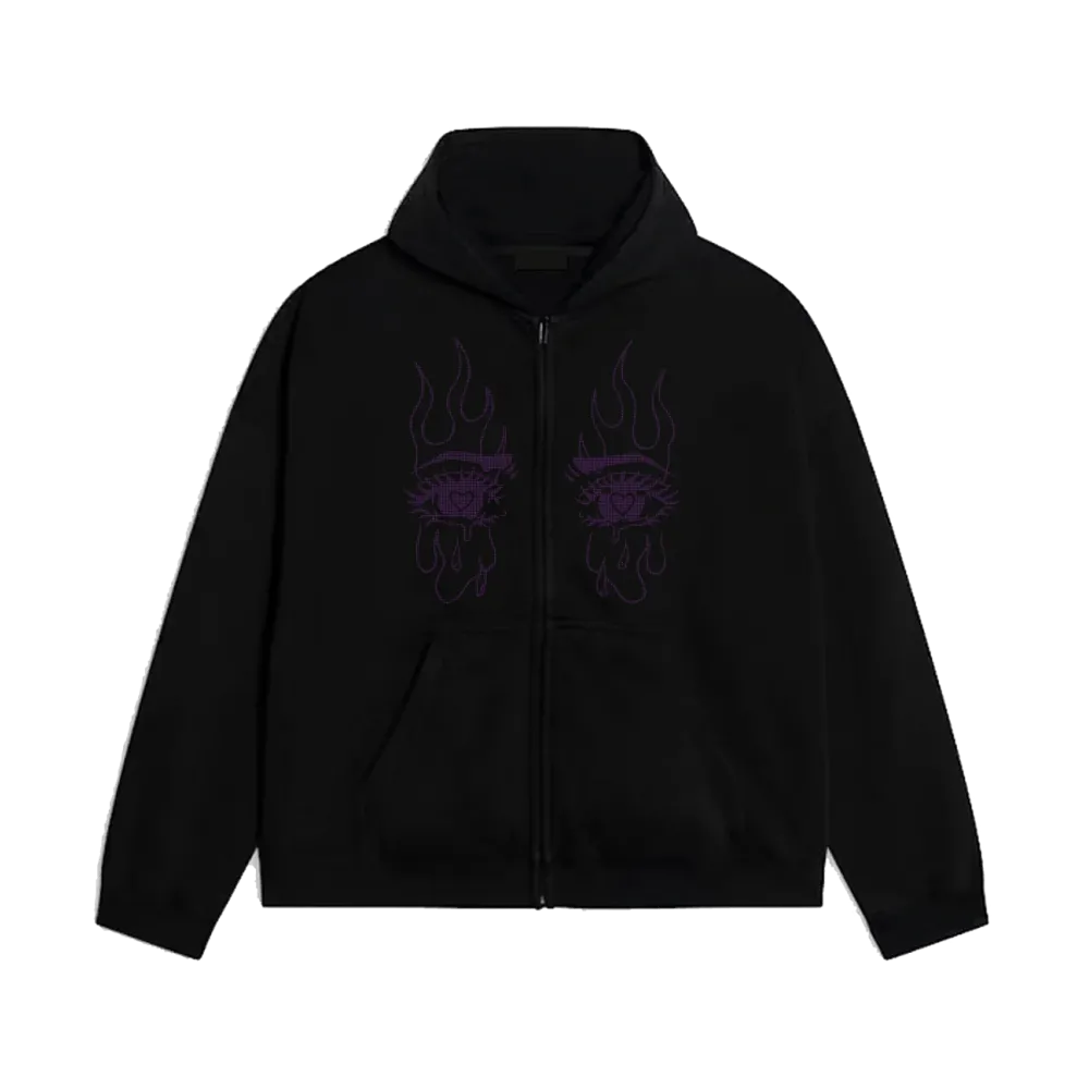 Rhinestone Eye Purple Zip Rhinestone Eye Purple Zip