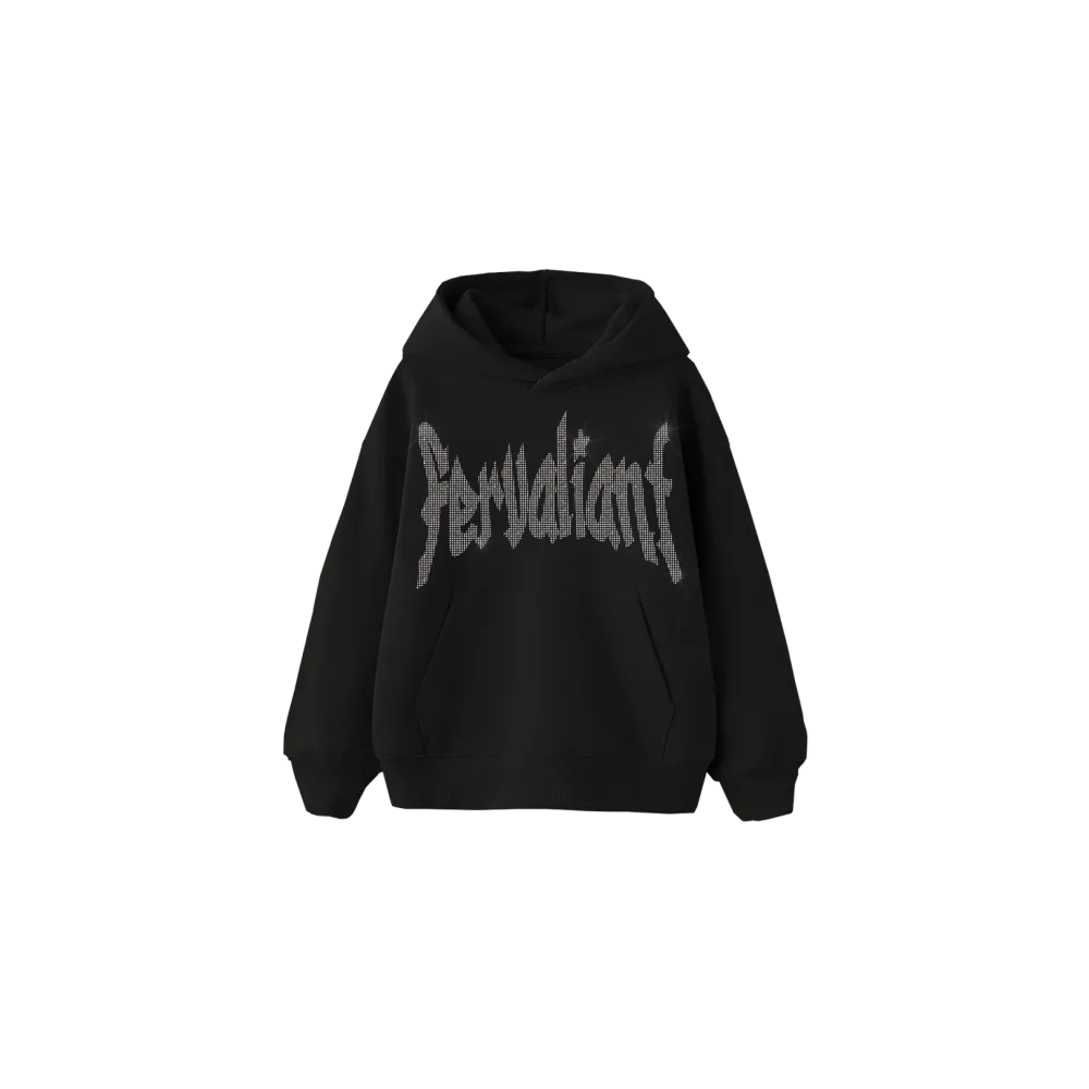Star Rhinestone Hoodie Siyah Star Rhinestone Hoodie Siyah