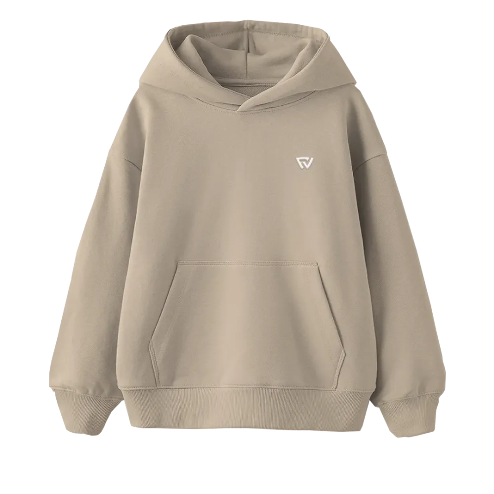 Basic Oversize Kapüşonlu Hoodie Bej