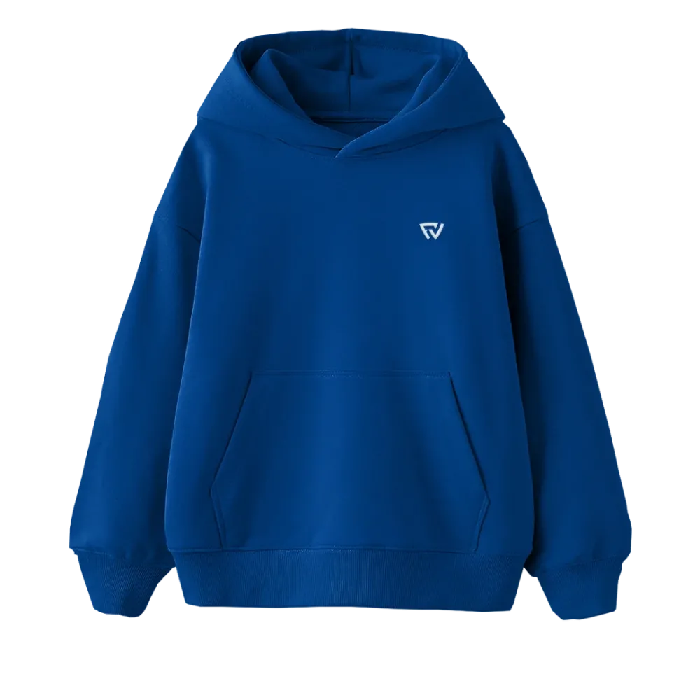 Basic Oversize Kapüşonlu Hoodie Saks Mavi