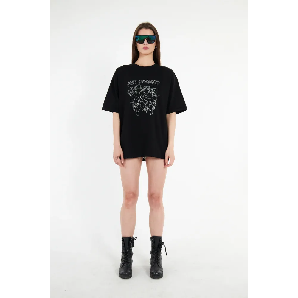 Angel Black Rhinestone T-shirt Angel Black Rhinestone T-shirt