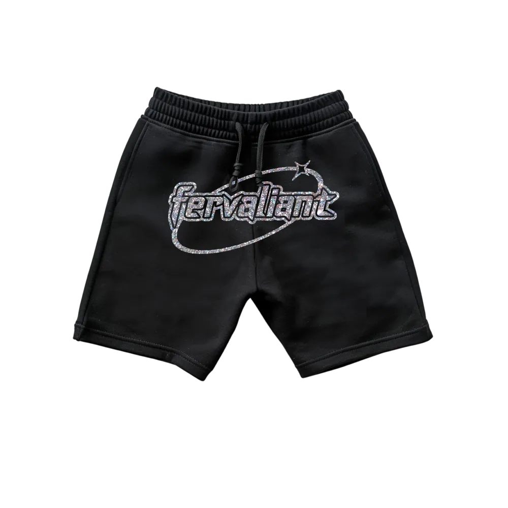Ellipse Black Multi Silver Glitter Oversize Unisex Short Siyah Ellipse Black Multi Silver Glitter Oversize Unisex Short Siyah