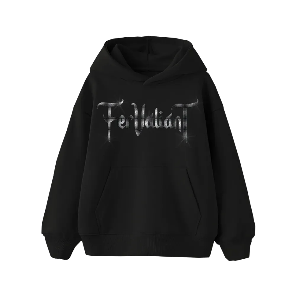 Spider Rhinestone Oversize Hoodie Siyah Spider Rhinestone Oversize Hoodie Siyah