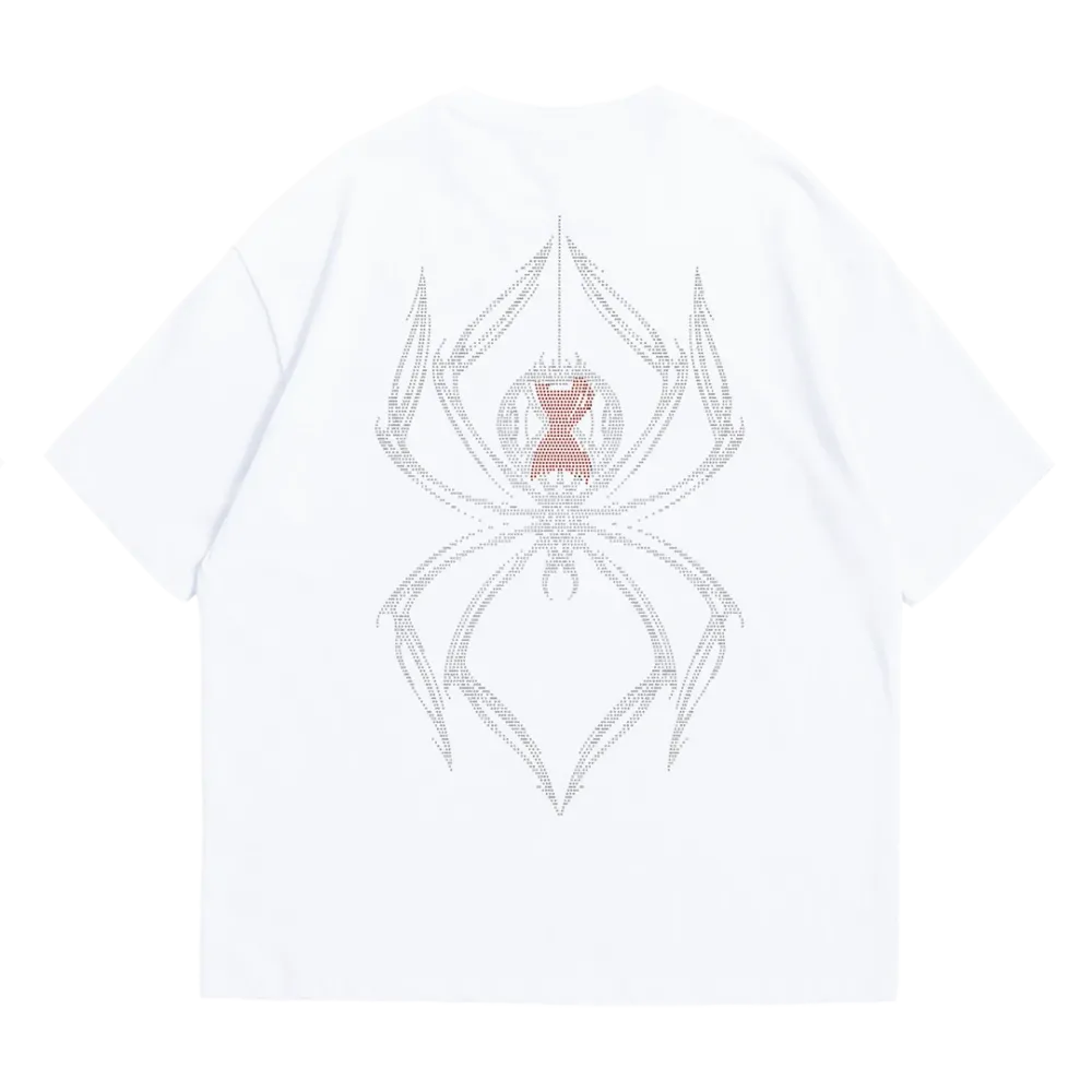 Spider White Rhinestone Oversize Tee