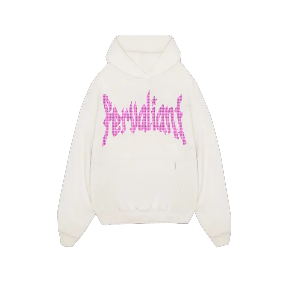 Pink Star Rhinestone Hoodie Beyaz Pink Star Rhinestone Hoodie Beyaz