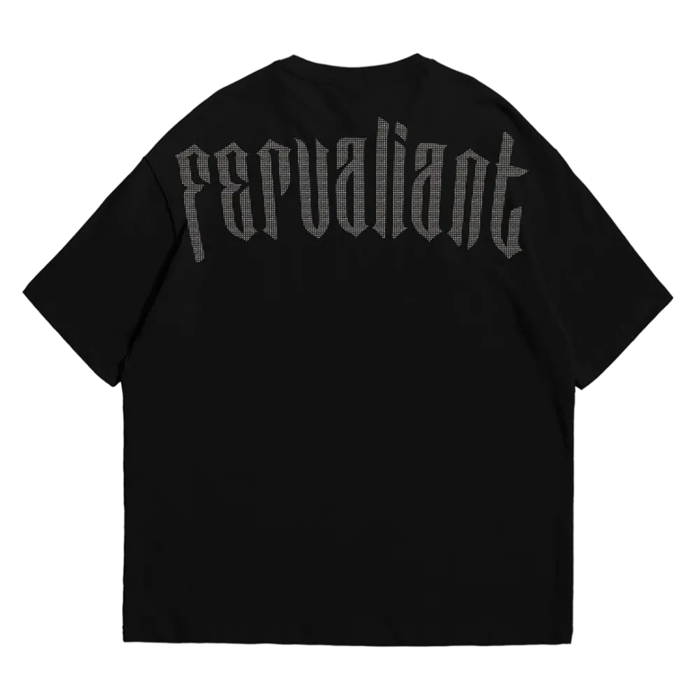 Fer Valiant Sırt Baskılı Black Rhinestone T-shirt