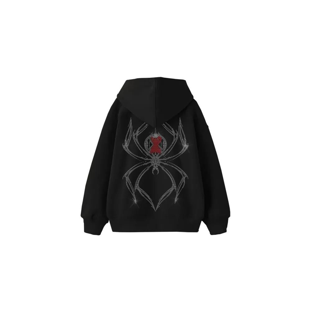 Spider Rhinestone Hoodie Siyah Spider Rhinestone Hoodie Siyah