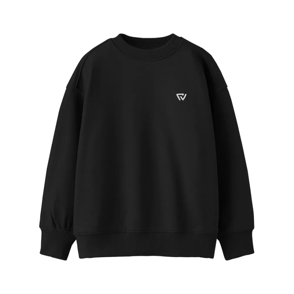 Basic Oversize Bisiklet Yaka Sweatshirt Siyah