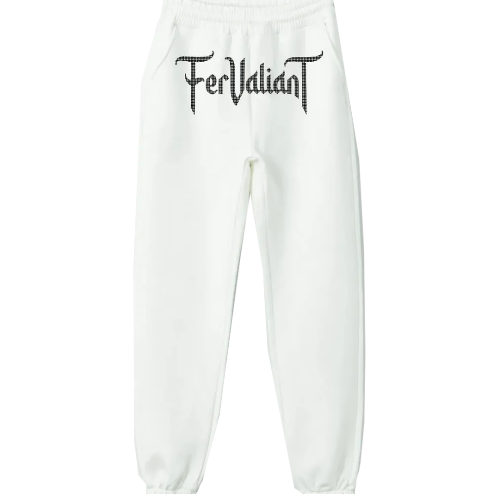 White Black Rhinestone Sweatpants