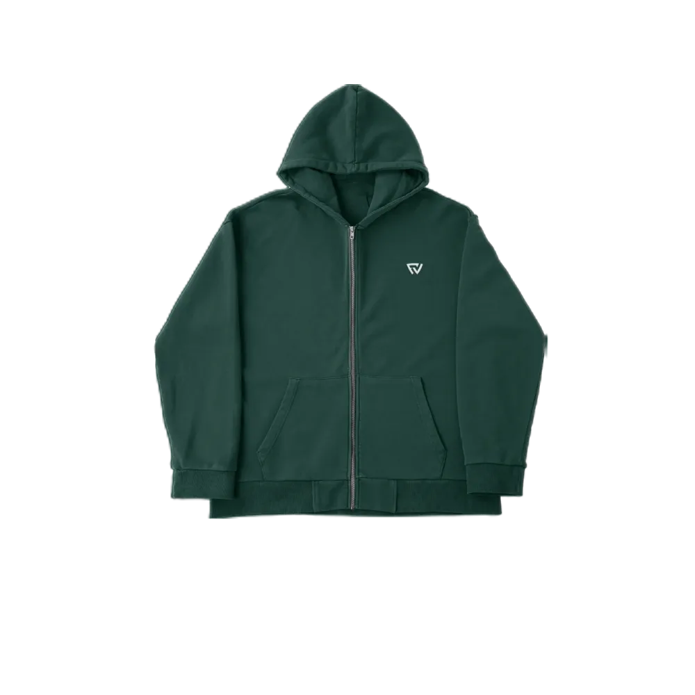Basic Oversize Zip Up Hoodie Yeşil Basic Oversize Zip Up Hoodie Yeşil