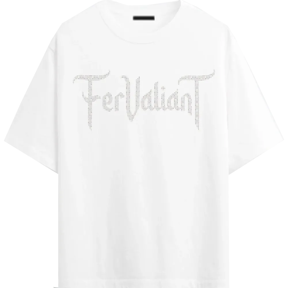  Cloud Eye White Rhinestone  Oversize Tee